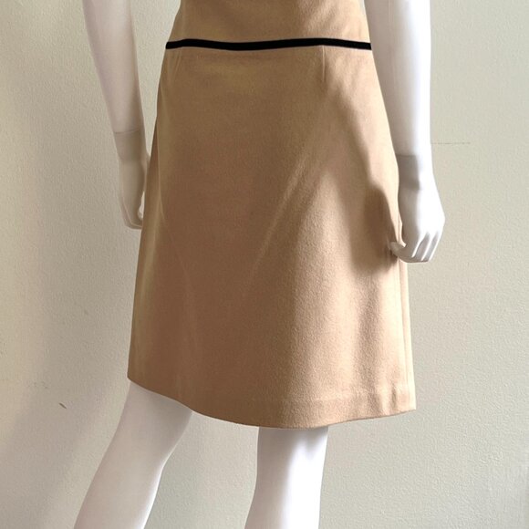 Vintage C2000s ANN TAYLOR Loft, Camel Tan Wool Blend Skirt, Velvet Trim, 8 - Picture 3 of 6